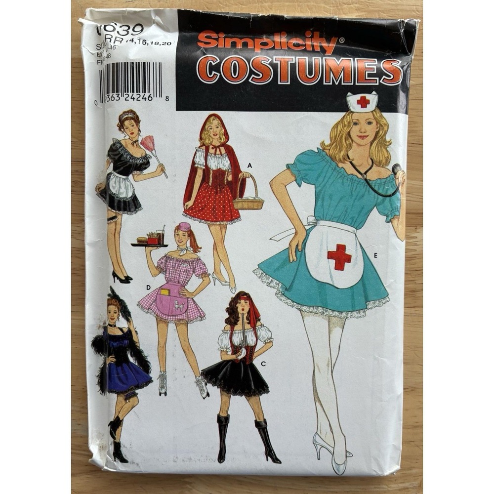 Simplicity 0639 Halloween Costume Pattern Maid Nurse Red Riding Hood Sz 14-20